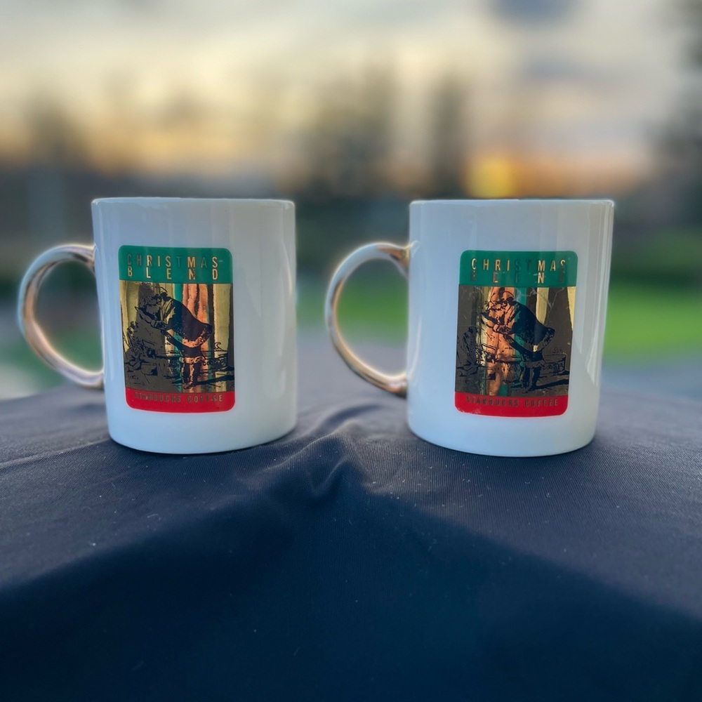 Starbucks Christmas Blend Mugs W/ Gold Handles